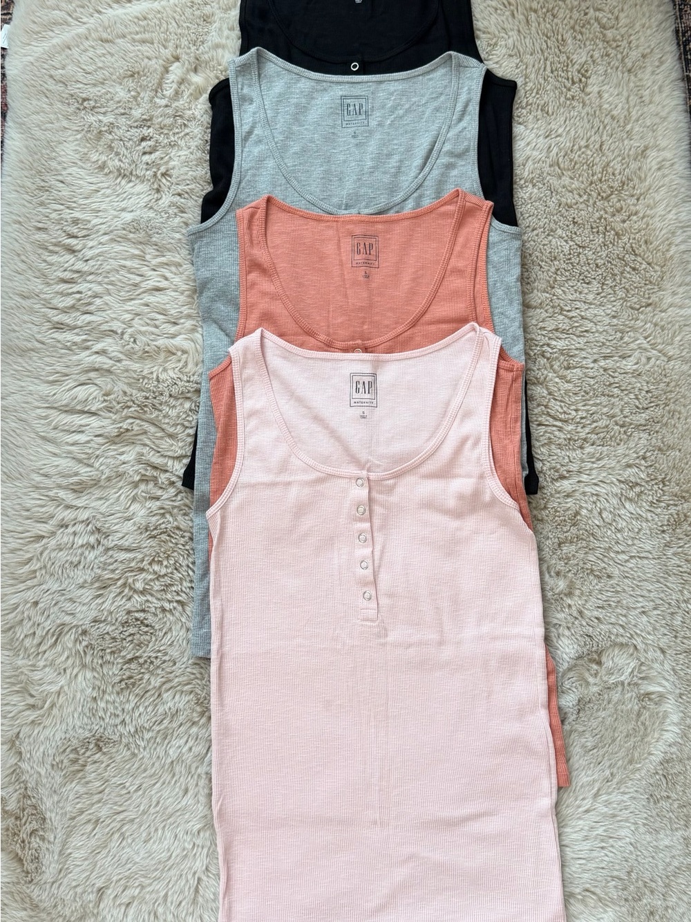 GAP Women’s Ribbed Tank Pack — Black, Gray, Coral, Light Pink